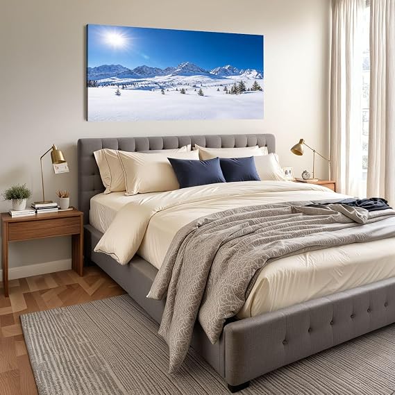 Canvas Wall Art Prints Untouched snow mountain beauty Large Framed Artwork Wall Paintings Pictures Posters 20x40 Home Decor for Living Room Office Bedroom
