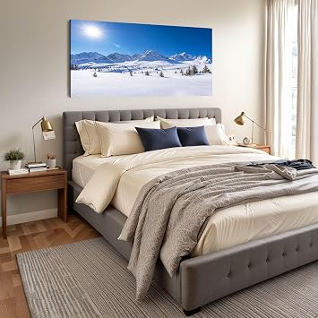 Canvas Wall Art Prints Untouched snow mountain beauty Large Framed Artwork Wall Paintings Pictures Posters 20x40 Home Decor for Living Room Office Bedroom