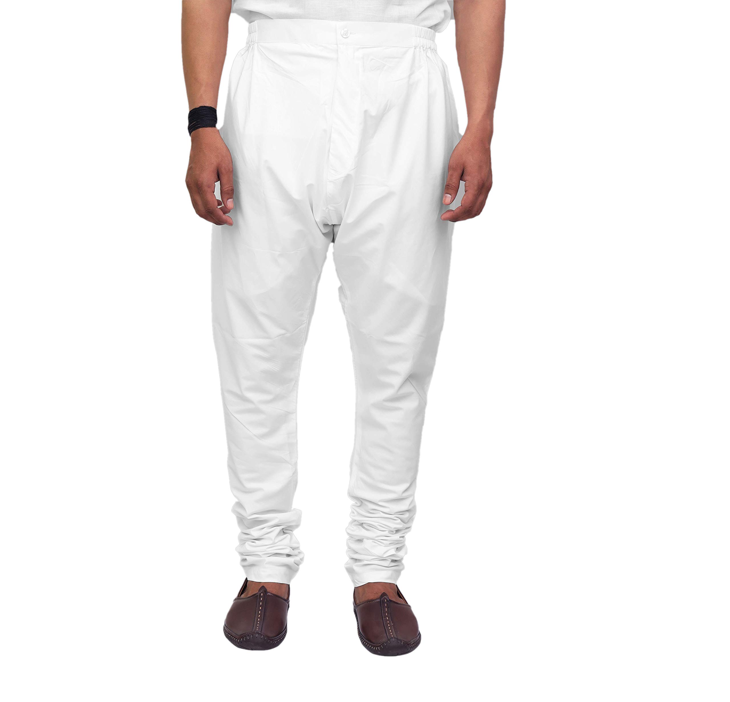 Men’s White Churidaar Pyjama – Elastic Waist & Zip Fly, Two Side Pockets, Breathable Cotton, Made in India.-image-14