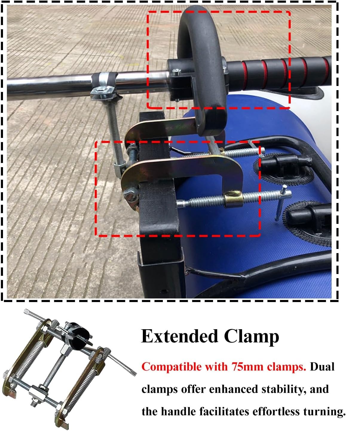 Electric Trolling Motor Battery for Fishing Boat, Outboard Motor for Paddle Board, Handheld Kayak Emergency Paddle with Clamp