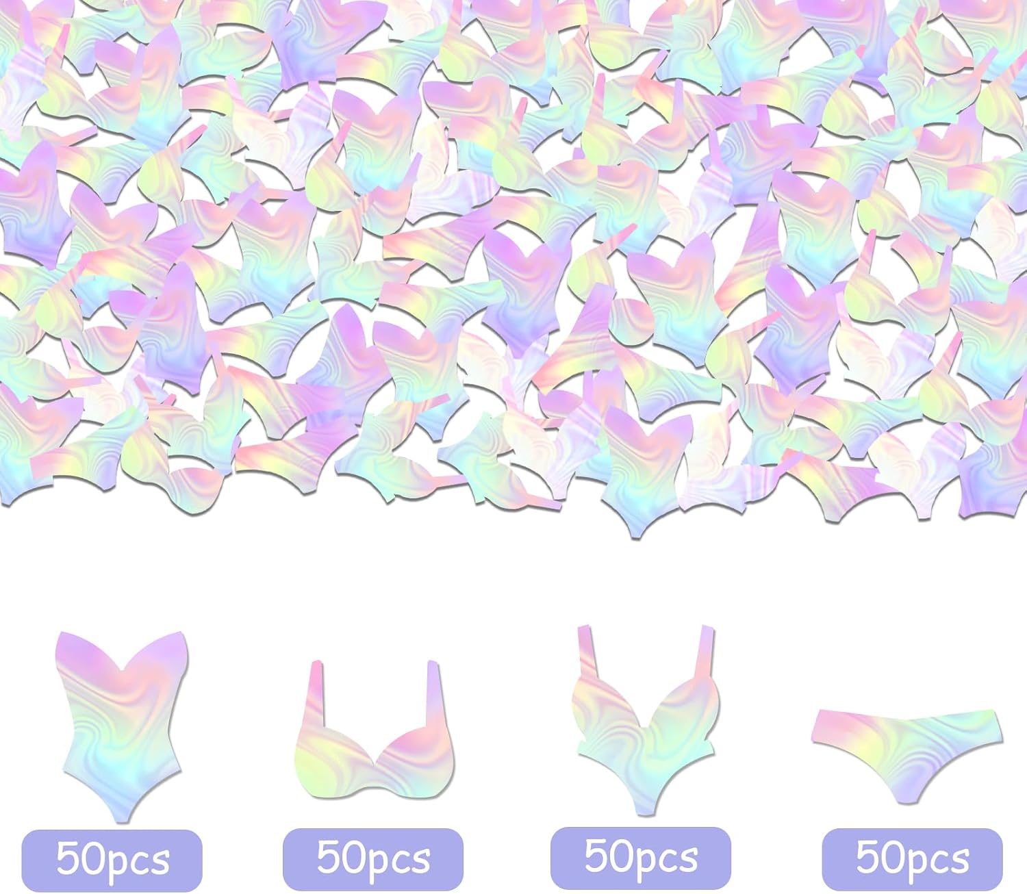 200PCS Lingerie Bachelorette Party Confetti Iridescent | Bras and Panties Design, Bridal Shower Table Decor, Underwear Party Decorations, Women Bachelorette Party Supplies
