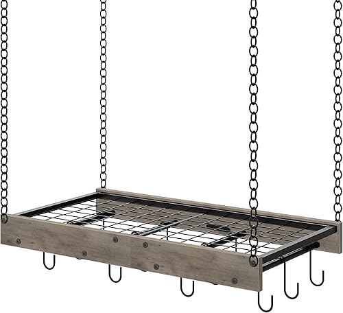 Miniatura 10 de Estante Colgante para Ollas, 35.4" L x 13" A Colgador de Ollas de Techo, Estante para Ollas de Estilo Industrial, Colgador de Ollas Montado en Pared