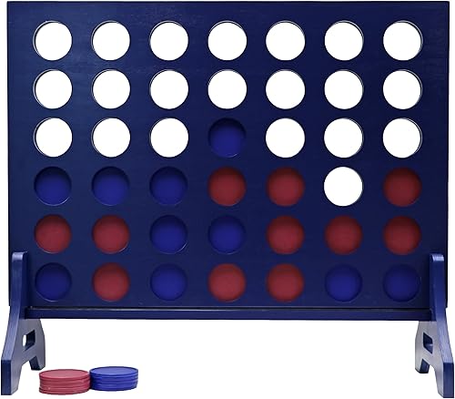 Tailgating Pros Cuatro en una fila de color azul marino premium con funda de transporte - Juego de patio al aire libre de gran tamaño Jumbo -