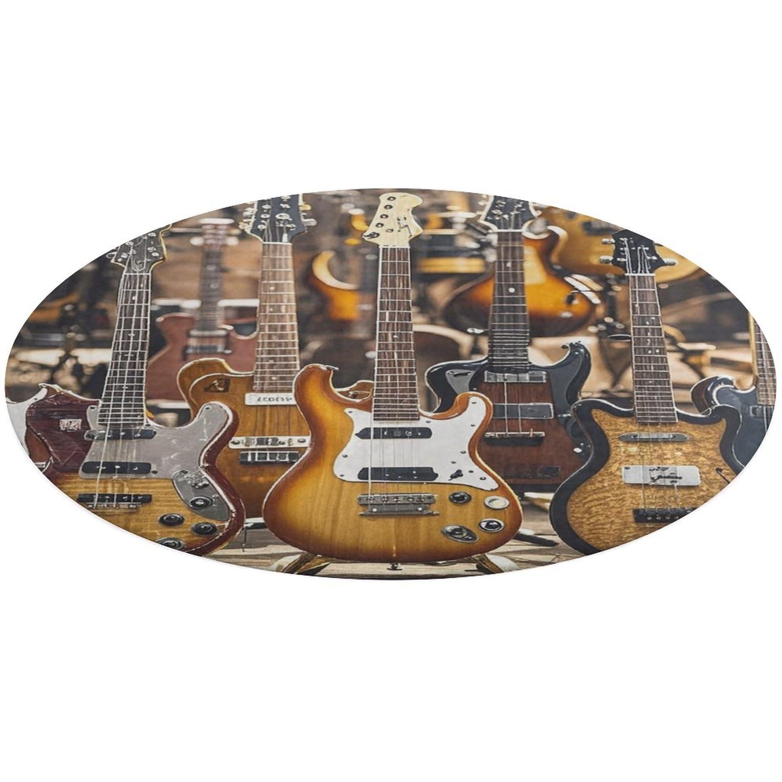 Guitar Bass Music Musical Instruments Rug Round 80 * 80cm Area Room Rugs Coral Velvet Door Mats with Rubber Backing Non Slip Bathtubs Floor Mat