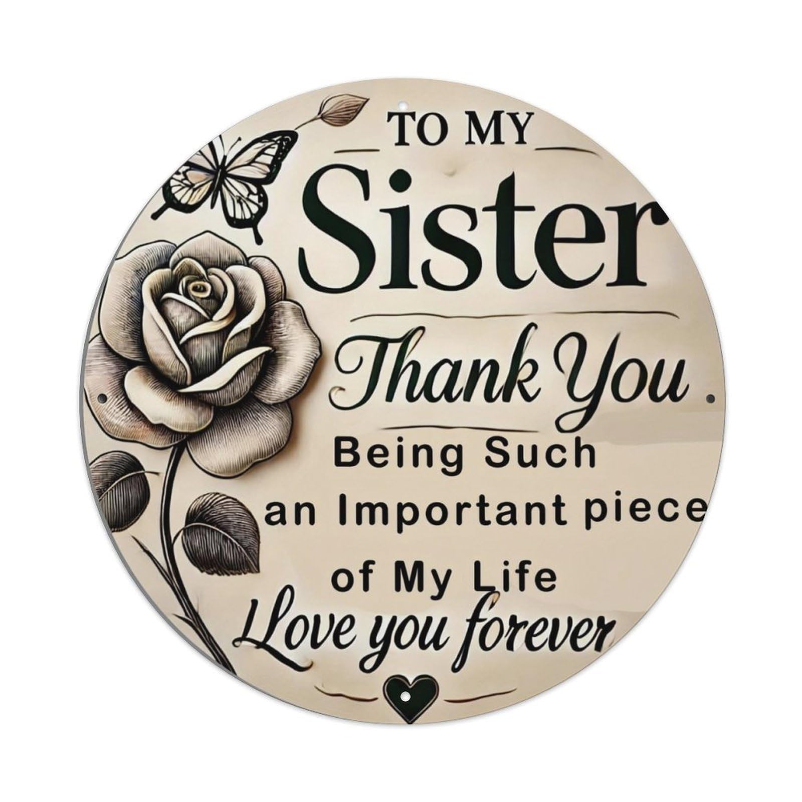 Jdyansheng Vintage To My Sister Thank You Tin Sign Metal Poster Metal Signs For Home Man Cave Bar Cafe Kitchen Laundry Room Wall Decorations 8X8 Inches
