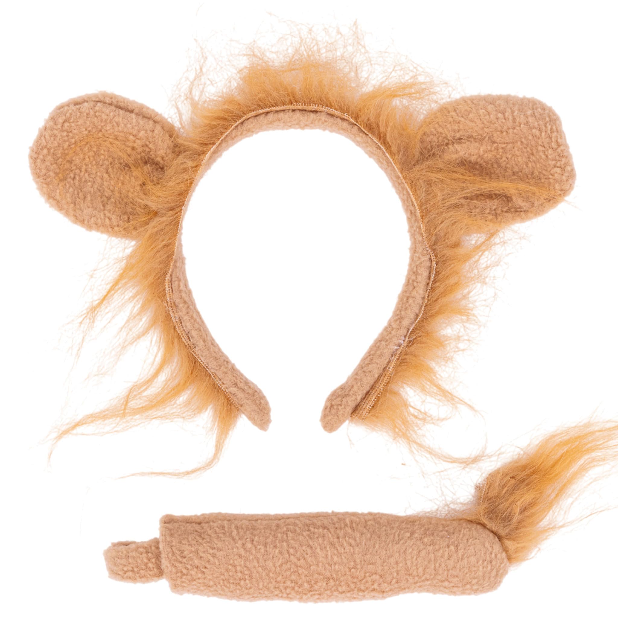 evelay lion Animal Ears and Tail Set Headband Fancy Dress Party Halloween Costume Multi Colour Multi Animals Accessory ONE SIZE FITS ALL lion