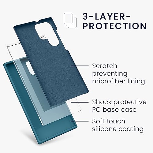 Miniatura 2 de kwmobile Funda compatible con Samsung Galaxy S22 Ultra - Funda de silicona TPU con acabado suave - Verde azulado mate