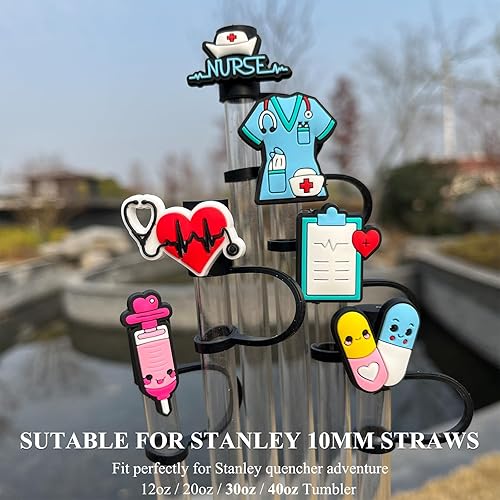 Miniatura 2 de Amreich - 6 fundas de popote para enfermera, para popote médico de 0.394 pulgadas, se adapta a vasos Stanley 30 de 40 onzas, a prueba de polvo,