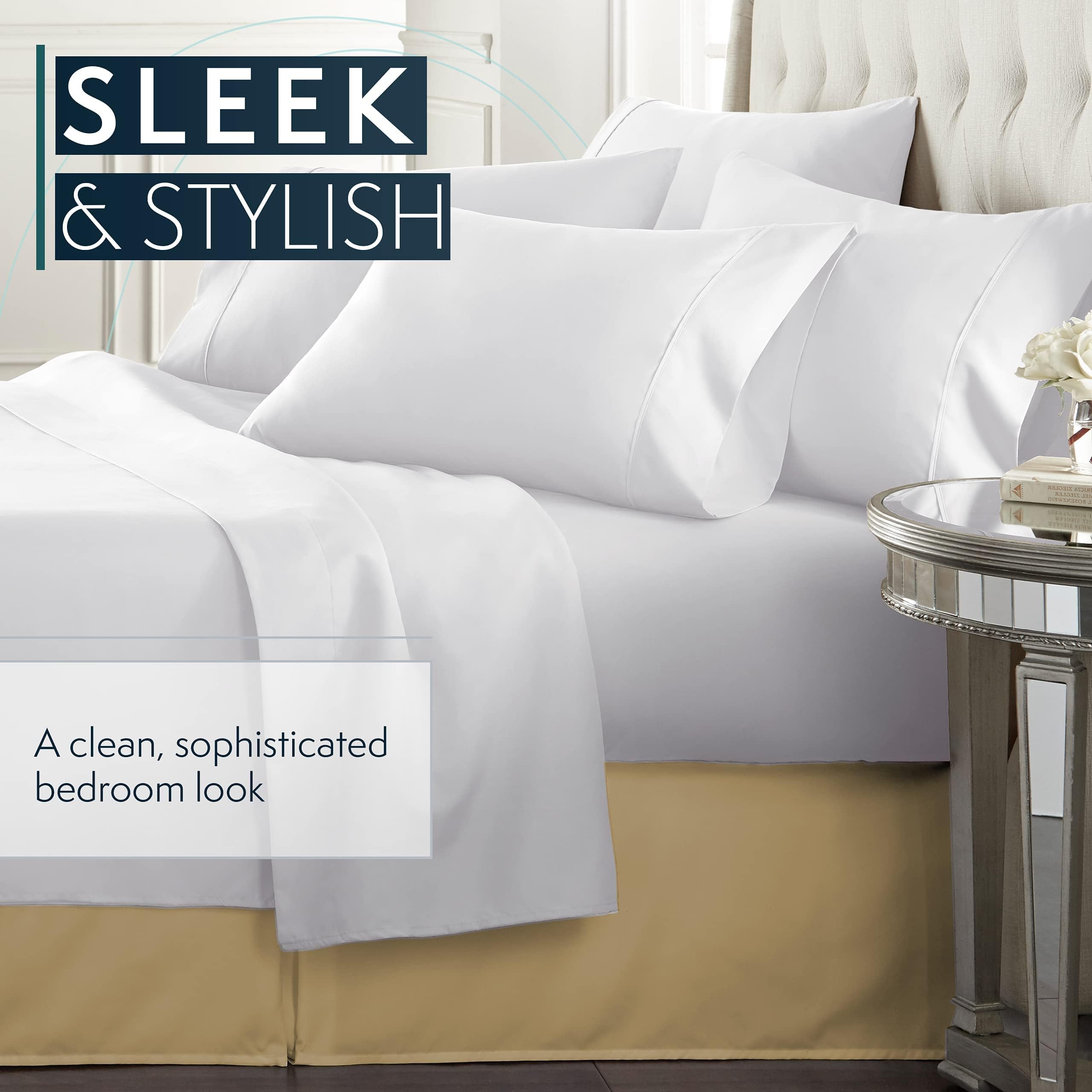 Hotel Luxury Bed Skirt/Dust Ruffle 1800 Platinum Collection-14 inch Tailored Drop, Wrinkle & Fade Resistant, Linens (Cal King, Camel)