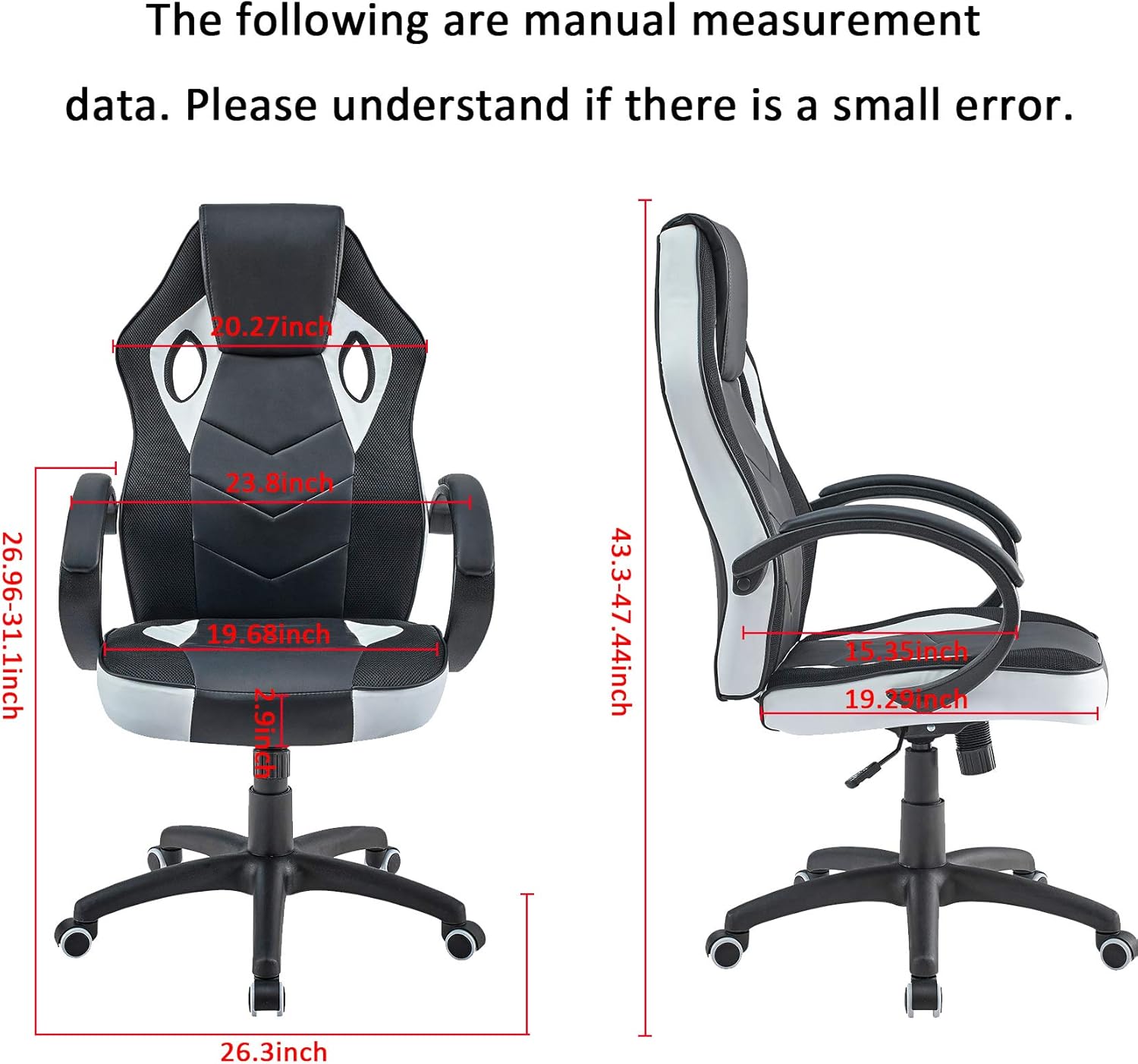 70% Off Everything Mr IRONSTONE Gaming Chair Office Executive Computer Ergonomic Video Game Chair with Backrest Armrest Height Adjustable Swivel Comfortable Seat PC Esports Racing Chair (Black+White) Black Friday 🔥 Mr IRONSTONE Gaming Chair Office Executive Computer Ergonomic Video Game Chair with Backrest Armrest Height Adjustable Swivel Comfortable Seat PC Esports Racing Chair (Black+White)