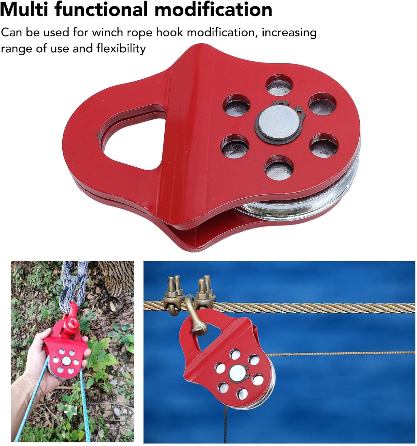Pulley System for Synthetic Rope,Tackle Pulley System,Snatch Block Alloy Steel High Load Bearing Large Area Sliding Heavy Duty Towing Pulley Block
