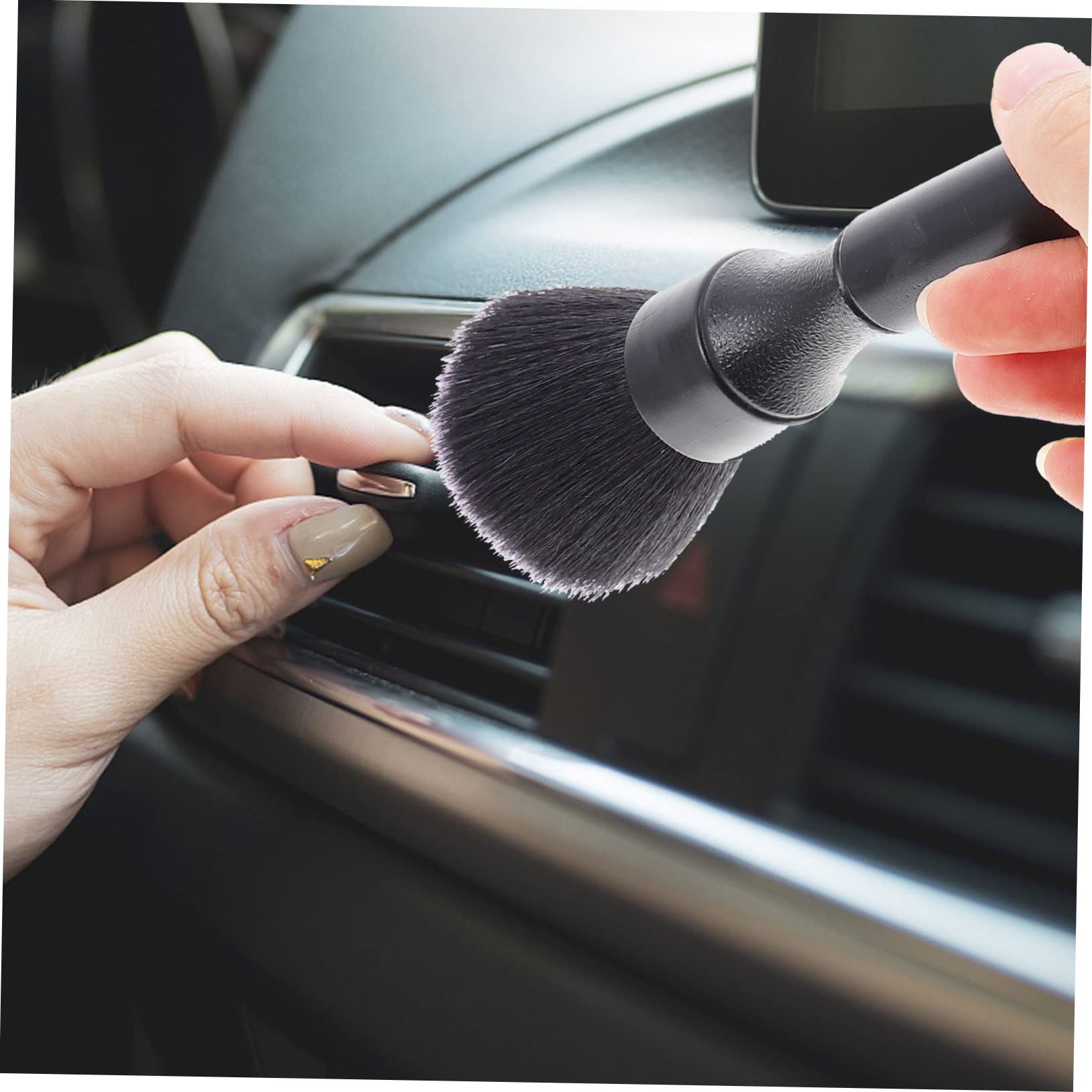 Mikinona Cepillo de Limpieza de Ranuras para Coche 3 Piezas PP Negro | Fiesta Verano, Interior Brocha Limpieza Coche, Cepillo Limpiador de Ventilación