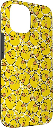 Miniatura 9 de Funda de goma amarilla para iPhone 14 con patrón de patos y patos