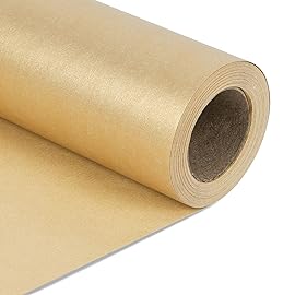 NESCCI Gold Matte Wrapping Paper,Solid Color Pearly-Lustre Paper,Gift Wrapping Paper,Perfect for Wedding,Valentine\'s Day,Birthday, Christmas,Baby Shower,DIY Bouquet (17 Inches X 32.8 Feet)