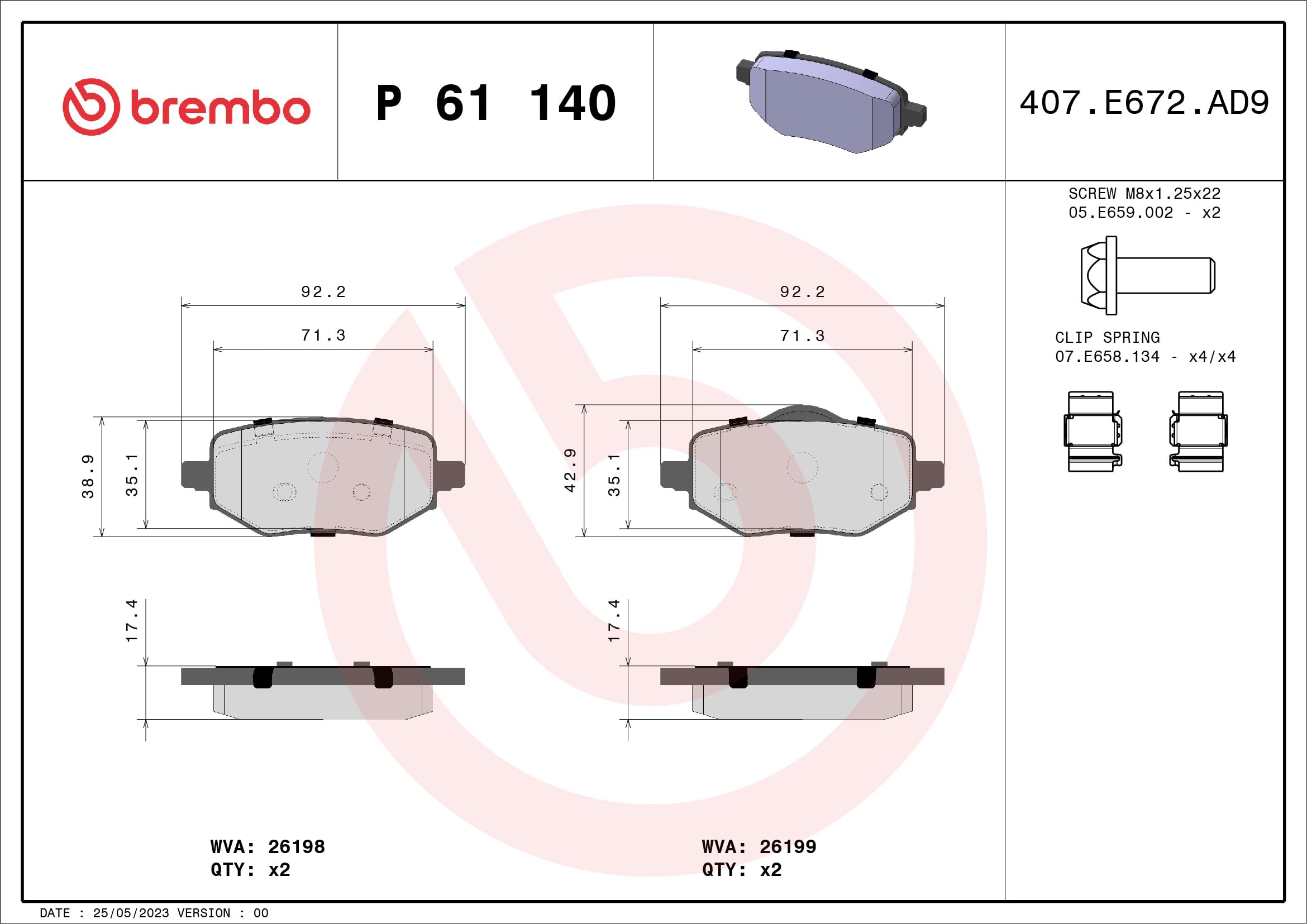 Brembo Pastillas de freno P61140
