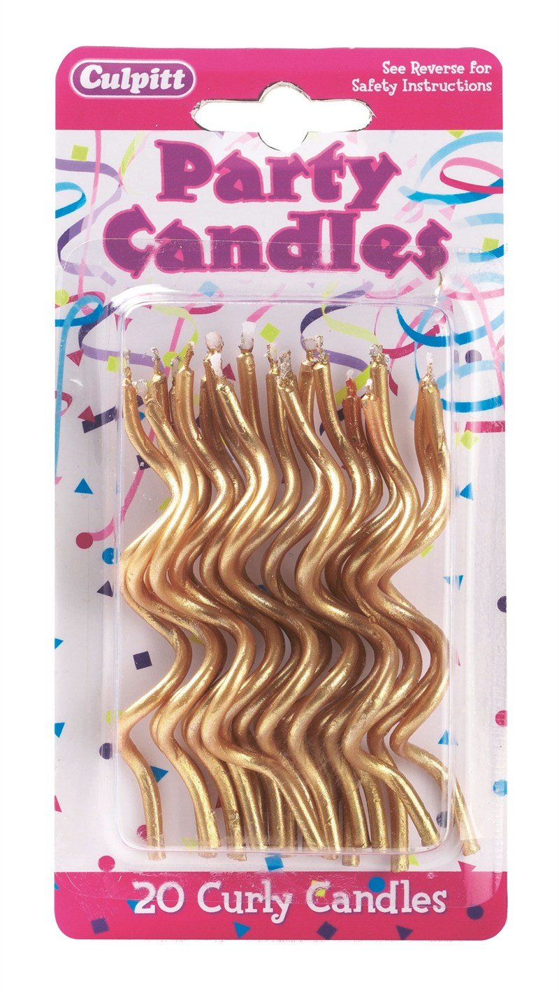 Culpitt Gold 20 Cake Decorating Curly Candles