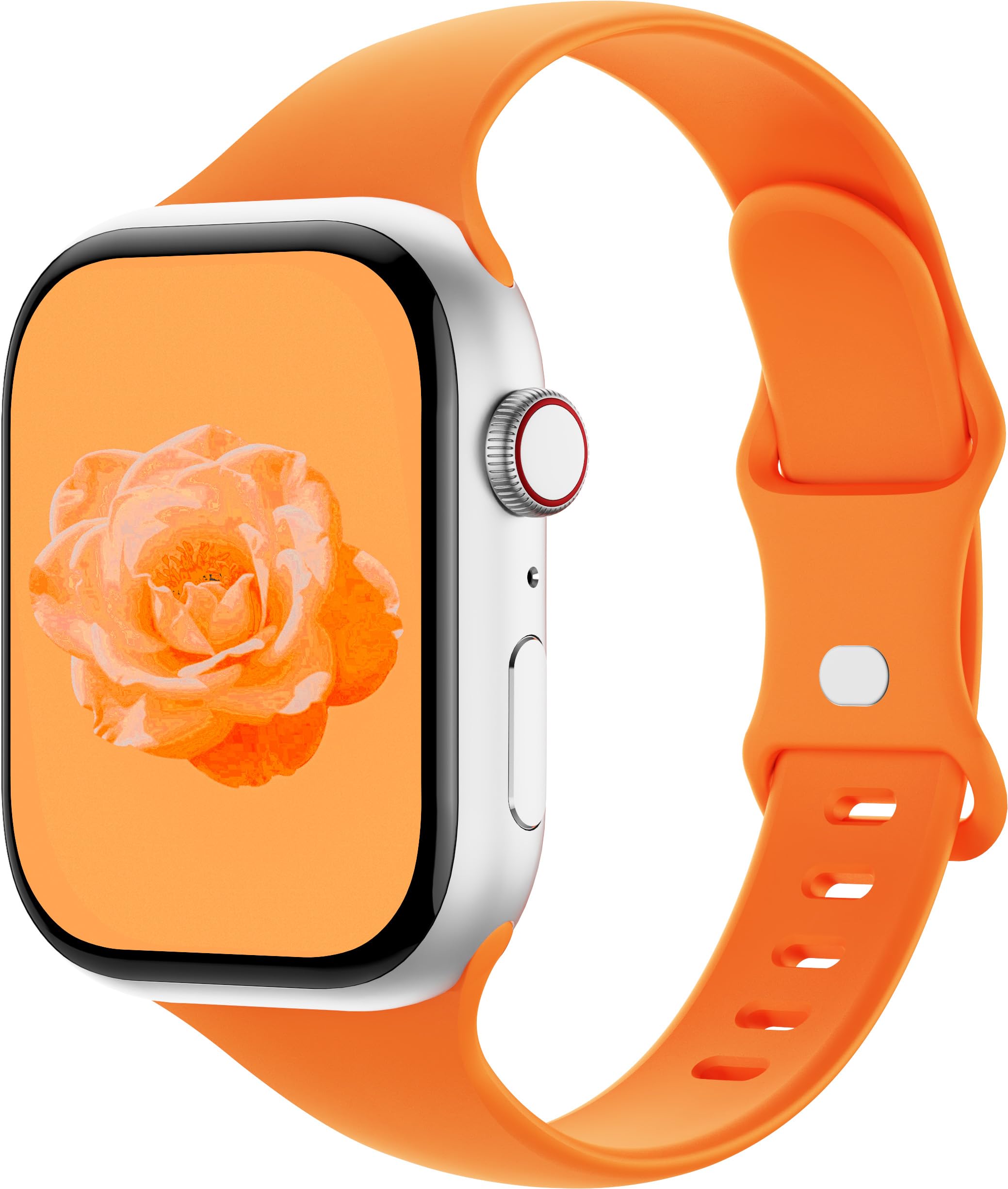 Photo 1 of Sycamond Thin Silicone Band Compatible with Apple Watch 41mm 40mm 38mm 42mm, Slim Narrow Replacement Sport Strap Wristband for iWatch Series 11 10 9 8 7 6 5 4 SE 3 2 1 Women Men, S/M Bright Orange
