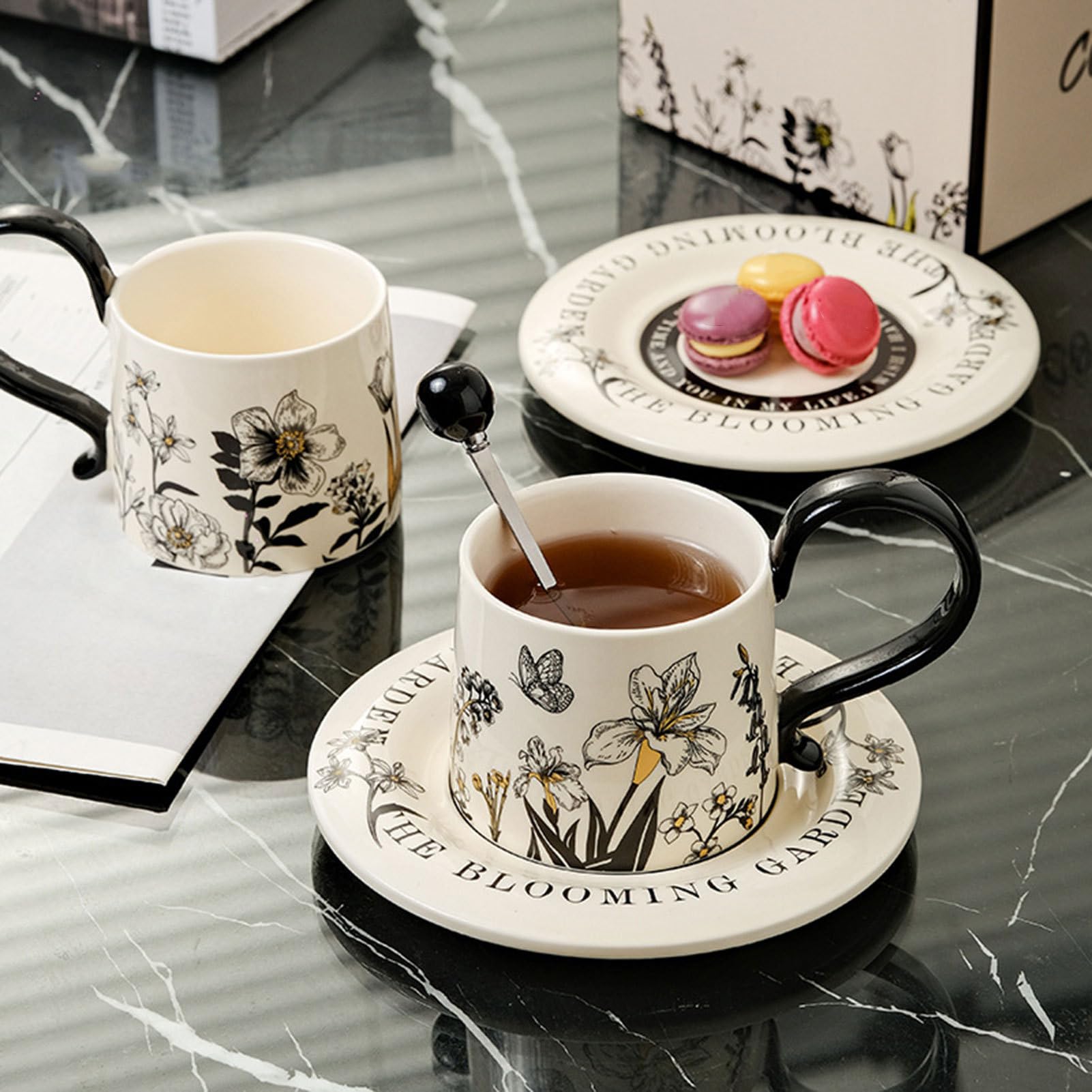 Ceramiczny Kubek do Kawy Zestaw Naczynia do Picia 260 ml ze Spodkami i | Ceramiczne Kubki Do Cappuccino Do Koktajli Mlecznych Soku I Piwa Prezenty Dom I Kuchnia Urodziny Święta