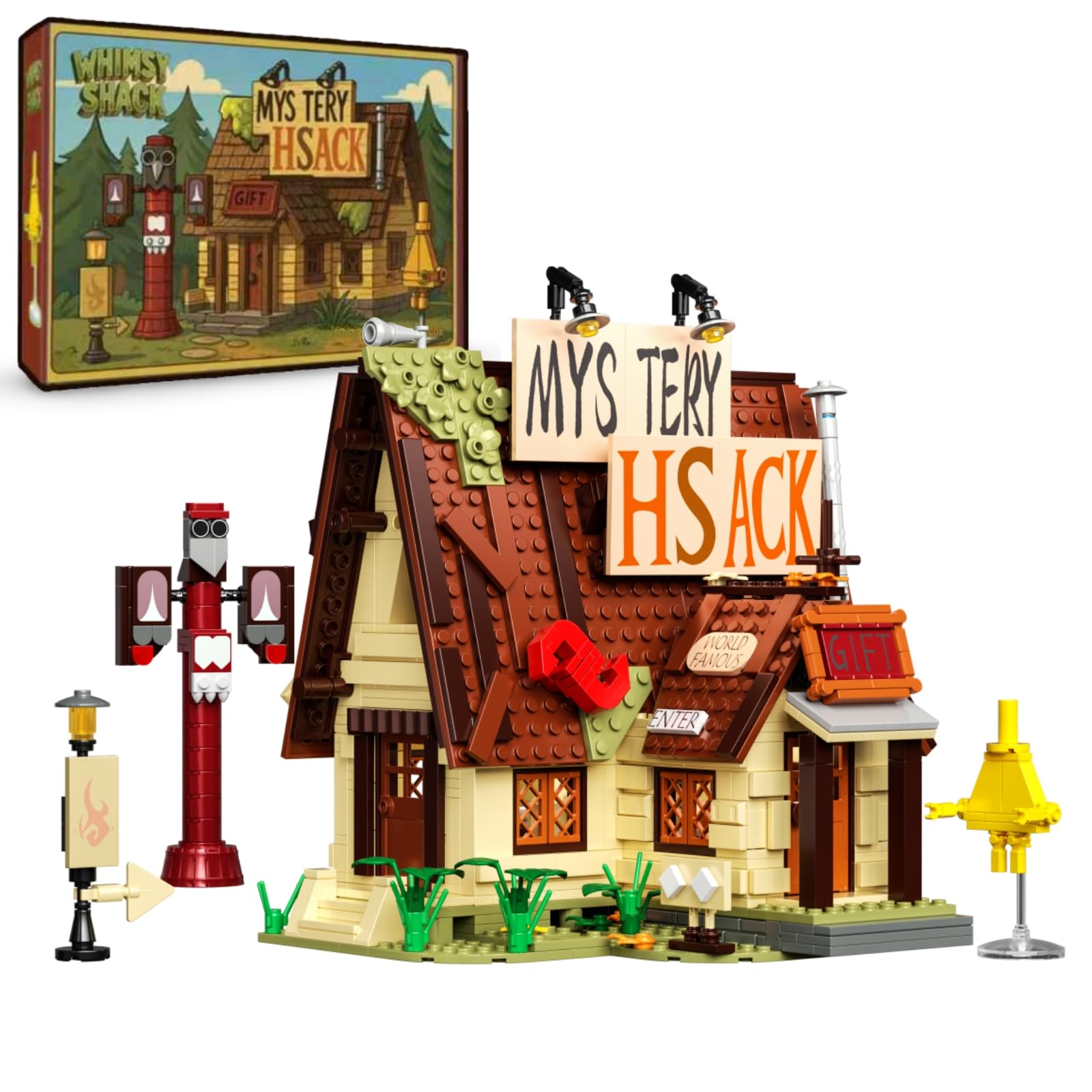 Gravity House Building Sets, 1108 PCS Mystery Shack House Building Blocks Toy, Collectible Anime Town Architecture Bricks Model, Gift for Adults and Teens