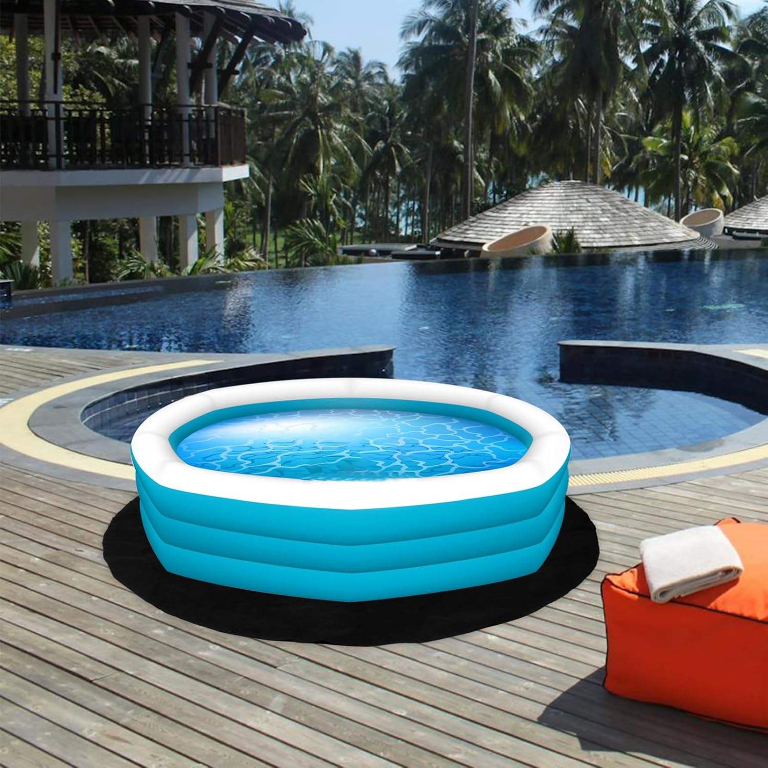 POPETPOP Hot Tub Non- Pad Round Cushioned Mat for Enhanced Traction Absorbent Floor Protector for Inflatable Pools and Spa Areas and Easy to Clean