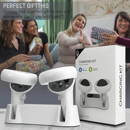 Miniatura 4 de Base de carga para controladores Oculus Quest 2, estación de carga VR para Oculus Quest 2 controladores, estación de carga rápida con cable de carga