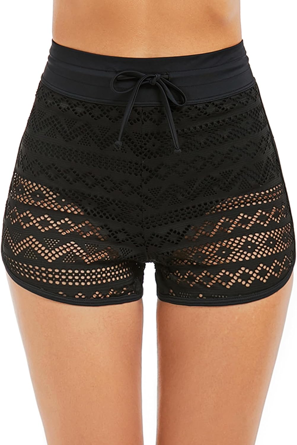 Women's Swim Shorts High Waisted Bathing Suit Lace Bottoms Swimsuit Bottoms Swimwear Bikini Board Shorts
