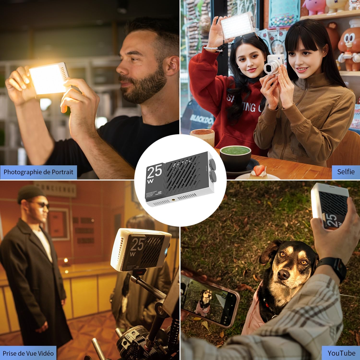 ZHIYUN CINEPEER CM25 Lumiere Video LED, 25W Eclairage Video Bi-Color avec 3360 Lux et 2700-6200K, CRI 96+, Batterie 4000mAh, 232g Streaming Lampe pour Vidéo/Photo/Caméra/Streaming