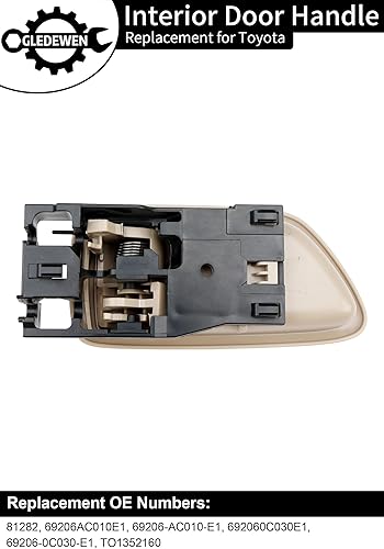 Miniatura 3 de Manija de puerta interior con bisel, compatible con 2000 2001 2002 2003 2004 2005 2006 2007 Toyota Avalon Sequoia Tundra (cabina tripulada), Beige,