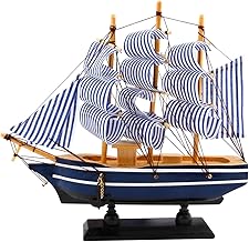 Dedoot Sailboat Model Decor, Wooden Sailing Boat Nautical Decor 7"x8" Model Ship for Ocean Theme Party and Room Decoration, Photo Props