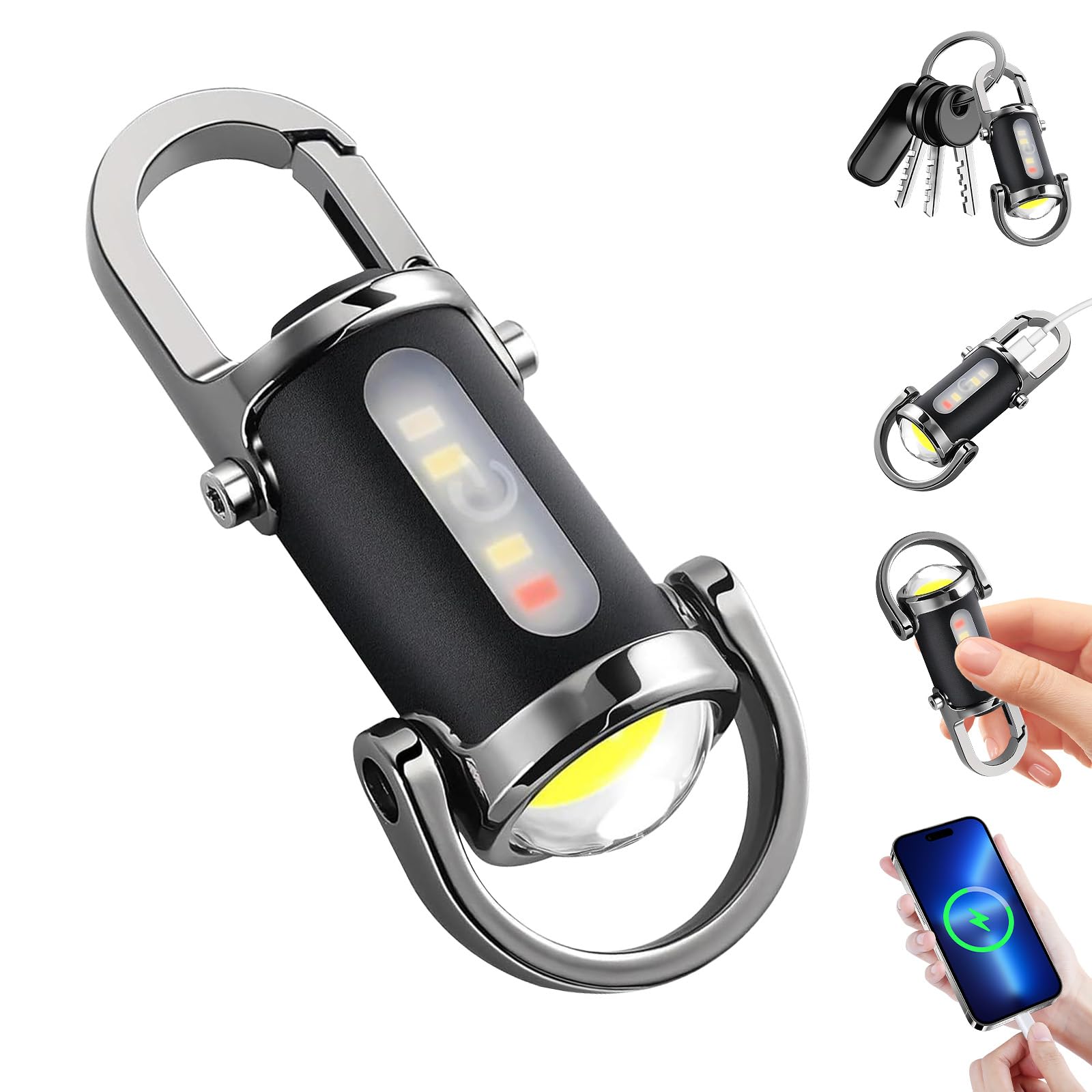 Yesay Mini Taschenlampe Schlüsselanhänger, 1200 Lm Mini Taschenlampen mit 7 Modi, Led Taschenlampe aufladbar mit Aufladbar, IPX6 Mini flashlight für Camping Outdoor Wandern[Energieklasse A+++]