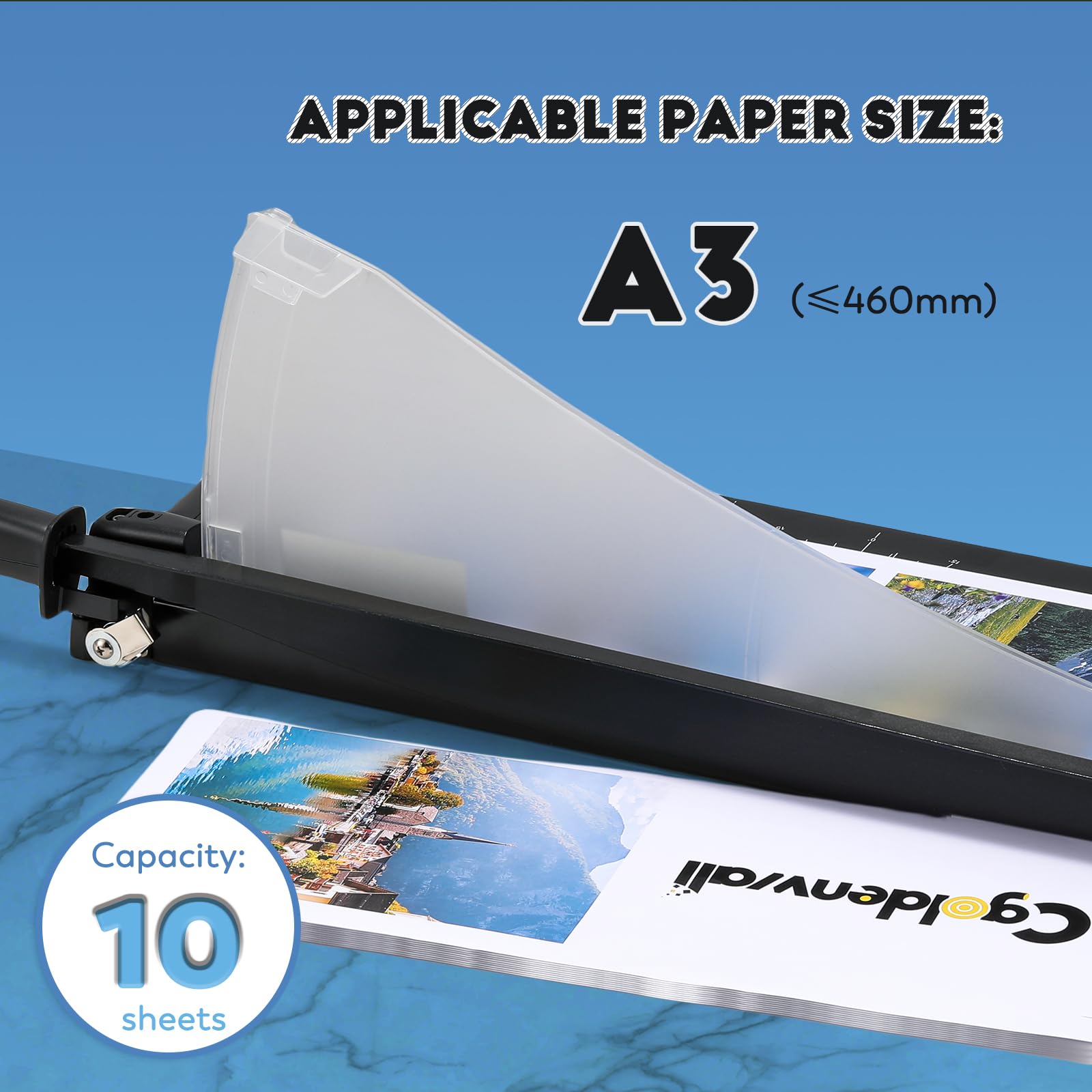 CGOLDENWALL Tagliacarte Industriale A3 con Laser di Precisione, Capacità 10 Fogli A3-A6 Taglio Pesante per Carta/Foto/Cartoncino con Protezione Sicurezza (A3)