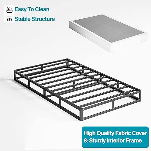 Miniatura 8 de EZBeds Muelles de caja doble, solo somier de metal de 7 pulgadas, base de colchón individual con funda de tela, fácil montaje, sin ruido,