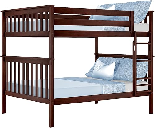 Miniatura 58 de Max & Lily - Litera de tamaño individual sobre matrimonial con escalera, base de cama de madera maciza para niños, barandillas de seguridad de 14