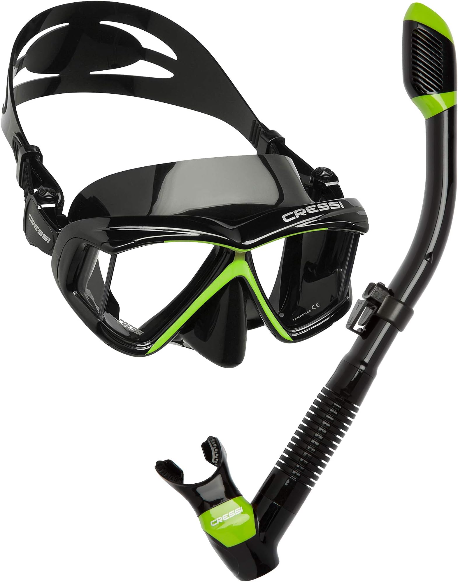 Cressi Panoramic Wide View Mask & Dry Snorkel Kit for Snorkeling, Scuba Diving - Pano 4 & Supernova Dry: Designed in Italy