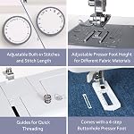 FEIYUE FYe330 Domestic Sewing Machine with Foot Pedal, Controllable Pedal Speed, 105 Stitch Applications, Powerful Servo Motor, Great for Beginners (White)