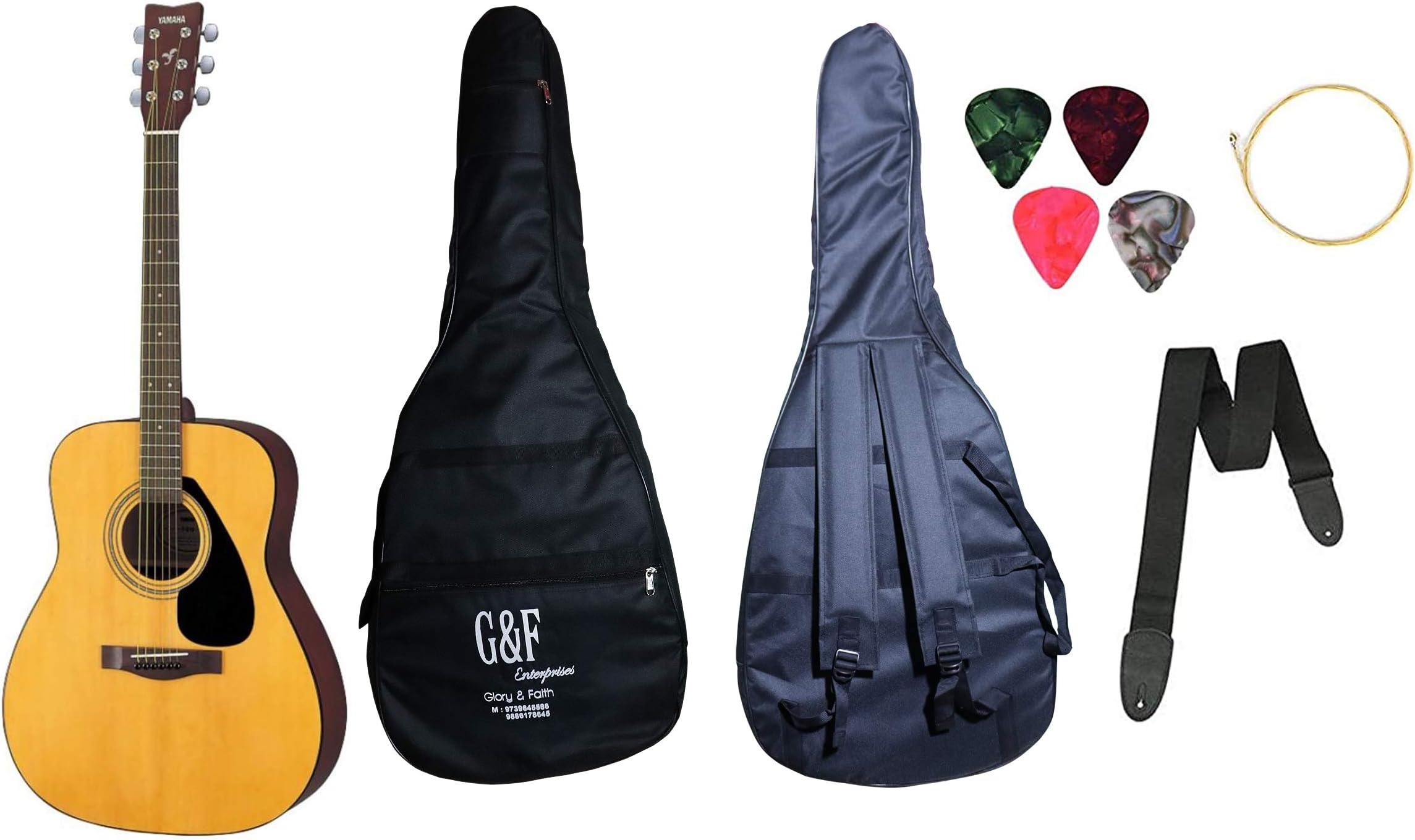 F310, 6-Strings Acoustic Guitar, Natural With Sponge Bag, Belt, Plectrums, Combo Pack.(NT)