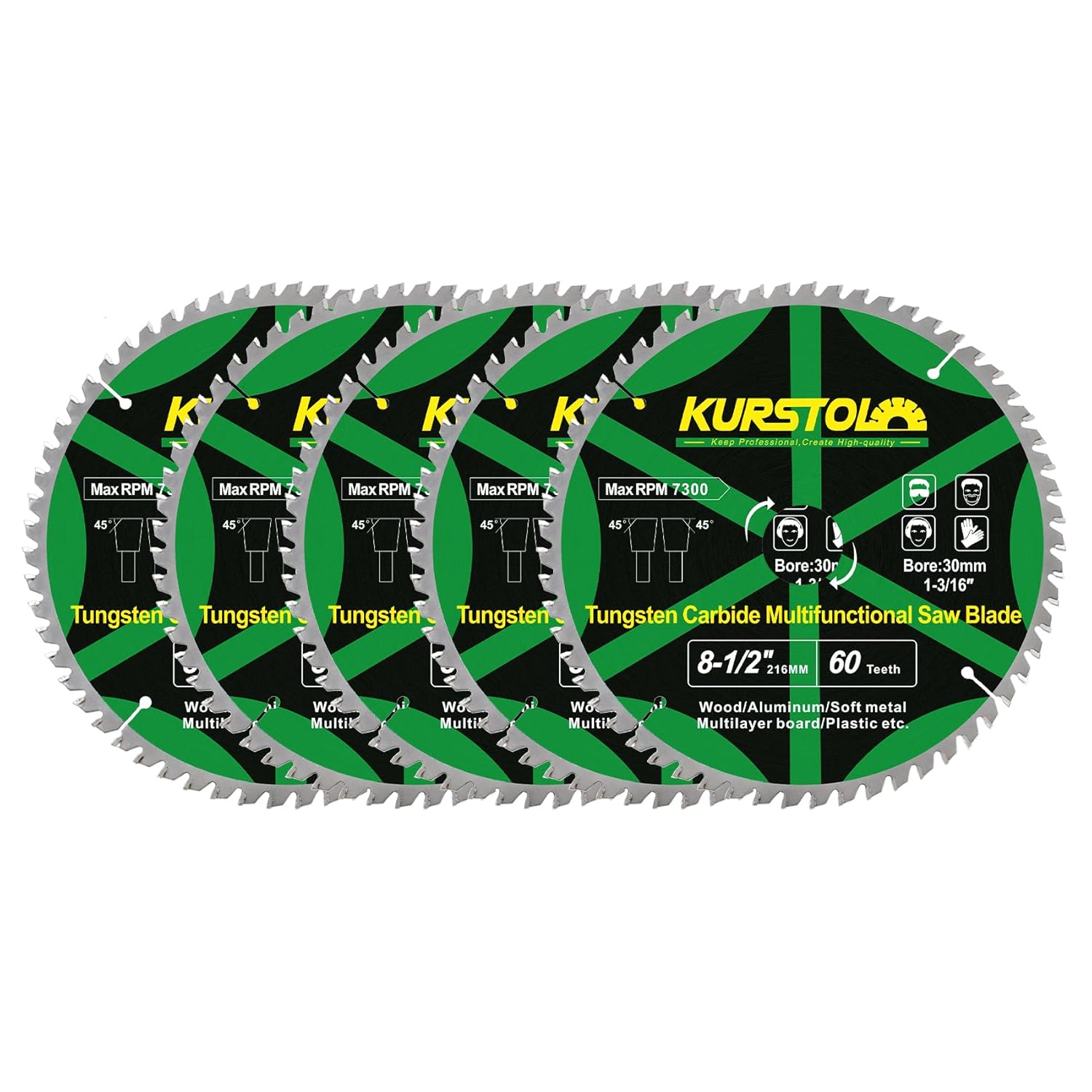 Wood Circular Saw Blade - 3pcs 6-1/2 Inch TCT Cutting Blade 60T Tungsten Carbide Tipped Blade Arbor 15mm-10mm for Wood, Laminates, Aluminum, Copper, Non-Ferrous Metals, Plastic