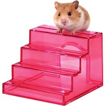 Hamster wheel climbing ladder,hideout ladder bridge,hamsters climbing for Hamster wheel,climbing ladder with hamster house,hideout chamber for dwarf hamsters mice and small animals habitat decorpink