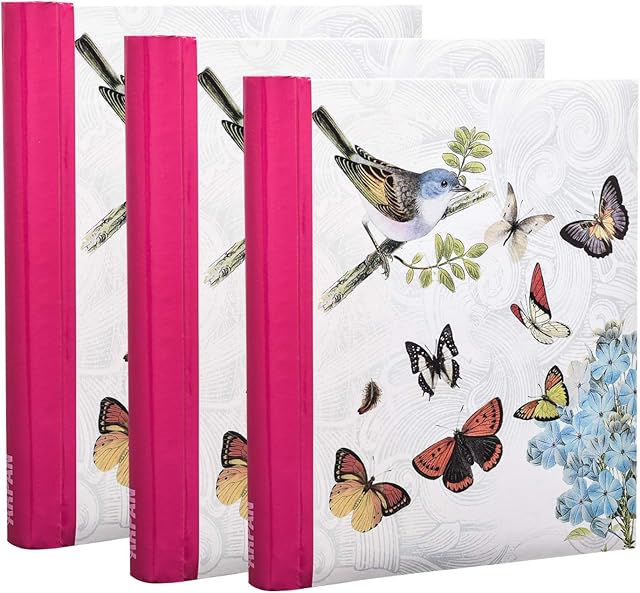 Arpan 3 x Self Adhesive Photo Albums Totaling 108 Sheets 216 Sides - Vintage Butterfly