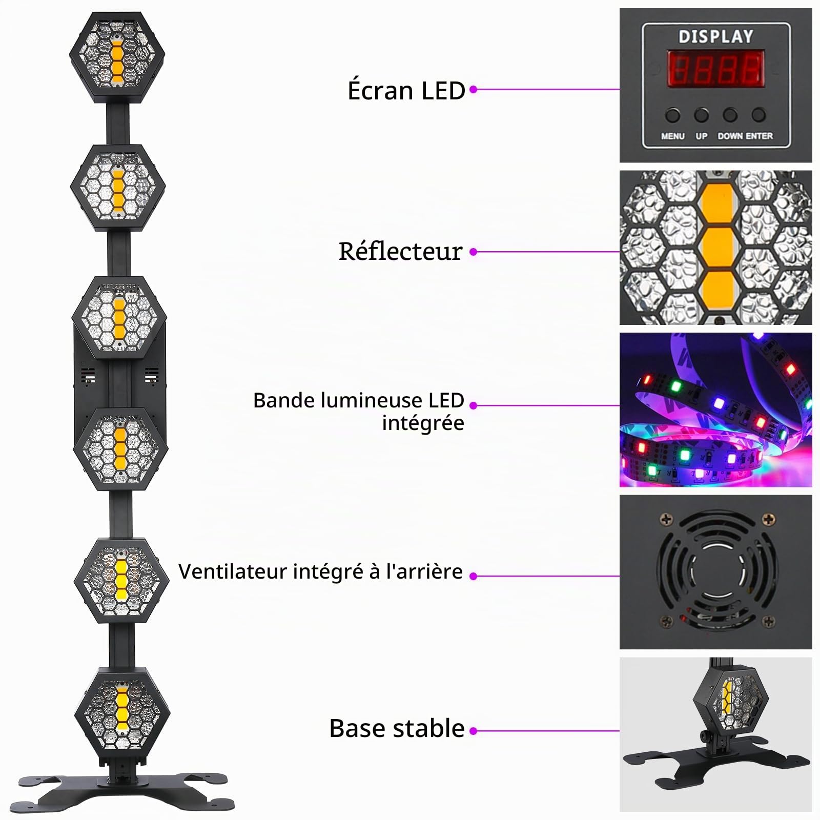 2PCS Projecteurs PAR COB Linéaires Vintage, Éclairages de Scène LED 240 W avec DMX512, Lumières DJ RGB pour Fêtes, Concerts, Mariages, Discothèques, Bars