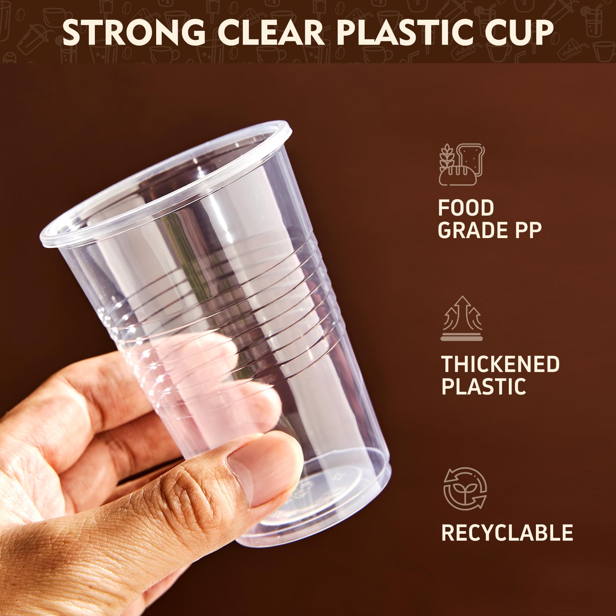 YEEHAW 9 oz Plastic Cups, 500 Pack - Clear Disposable Drinking Water Cups for Cold Beverages, Clear Plastic Cups for Drinking, Ideal for Party — Amazon image 5
