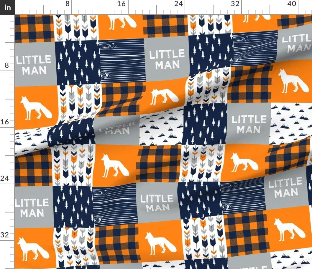Spoonflower Fabric - Patchwork Wholecloth Orange Navy Fox Arrows Little Man Trendy Printed on Petal Signature Cotton Fabric by The Yard - Sewing Quilting Apparel Crafts Decor