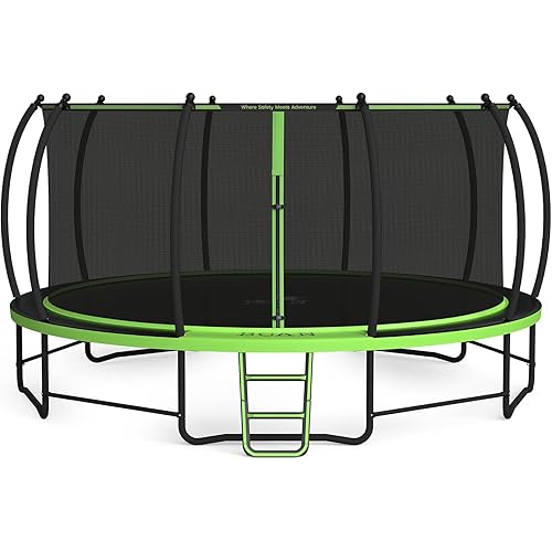 BCAN 8FT 10FT 12FT 14FT 15FT 16FT Recreational Trampoline with Enclosure for Kids Adults, ASTM Approved, Outdoor Trampolines with Ladder for Kids