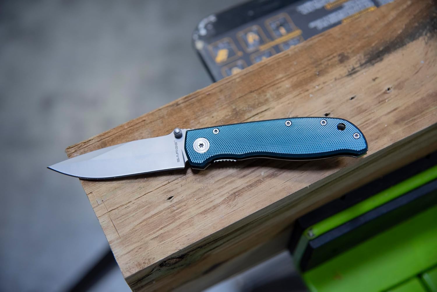 sarge knives Diamond Liner Lock Folding Knife (3.25" Blade), EDC Pocket Knife with 440 Stainless Steel Blade, Blue Aluminum Handle, Everyday Carry Knife for Camping & Utility Use SK-80BLN