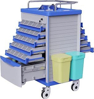 OLERN Medication Bins Cart: 200 Bins, 50 Medicine Boxes, Dual-Sided Access, Silent Casters - Medical Crash Cart for Clinics & Hospitals