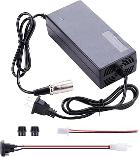 36V 1.5A Battery Charger (3-Pin XLR Connector) and XLR Charging Port Socket for Razor Crazy Cart XL, X-600 - W15128190014, Schwinn S1000, S600, Ezip E1000, MX650, Currie