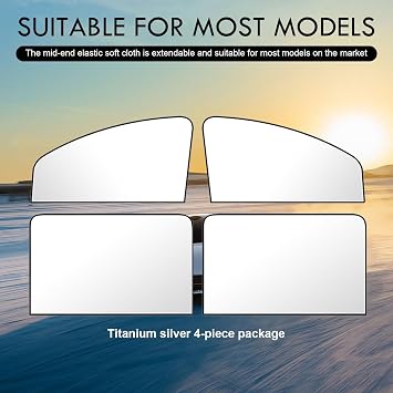 4 PCS Car Side Window Glass Sunshade, 24.41 x 18.9 x 12.99 Front Side Window + 31.5 x 18.9 Rear Side Window Privacy Protection Full Light Blocking Sunshade, for Most Cars (Silver)