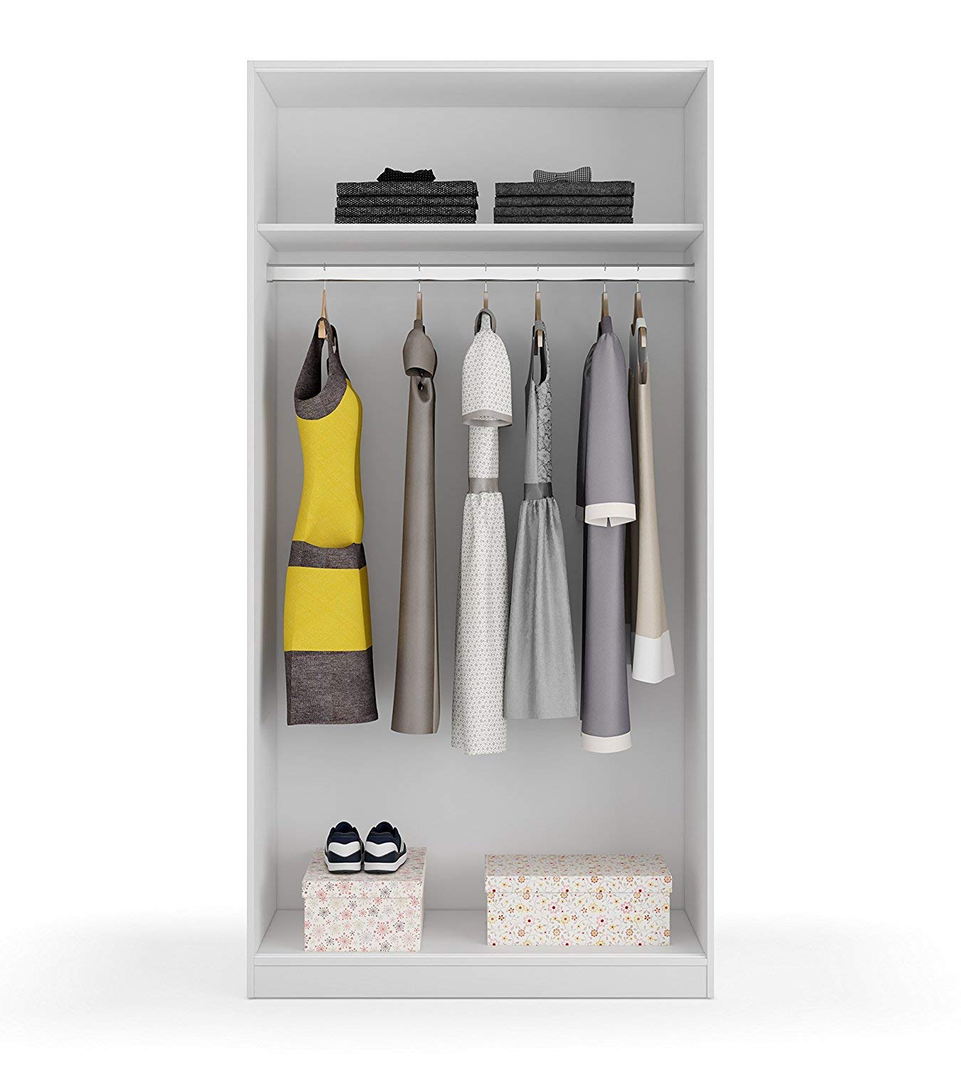 Habitdesign Armoire 2 portes coulissantes, 200 x 100 x 50 cm (H x l x P) Armoire 2 portes coulissantes, couleur blanche « Artik »