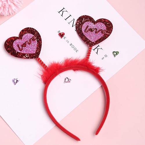 Miniatura 6 de AIUPUOC Diadema de corazón de San Valentín para mujer, banda para el cabello en forma de labio, accesorios para el cabello (purpurina de amor)