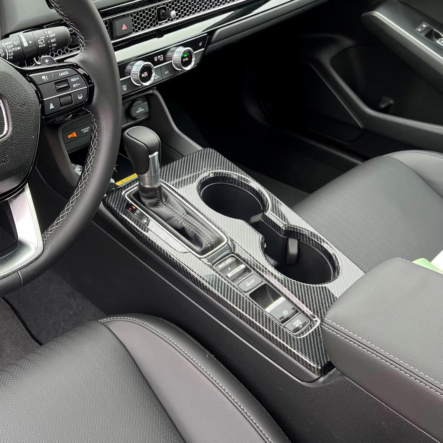Carbon Fiber Gear Shift Panel Cover Compatible with 2022-2026 11th Gen Honda Civic